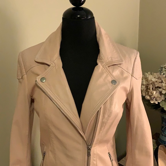 Danier Blush Pink Leather Jacket 2XS XXS - Picture 3 of 13